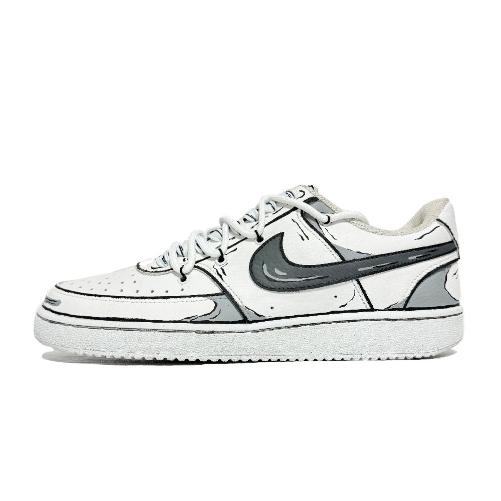 Nike Court Vision 1 Lightweight And Breathable Low-Top Skateboard Shoes Unisex Black White Gray
