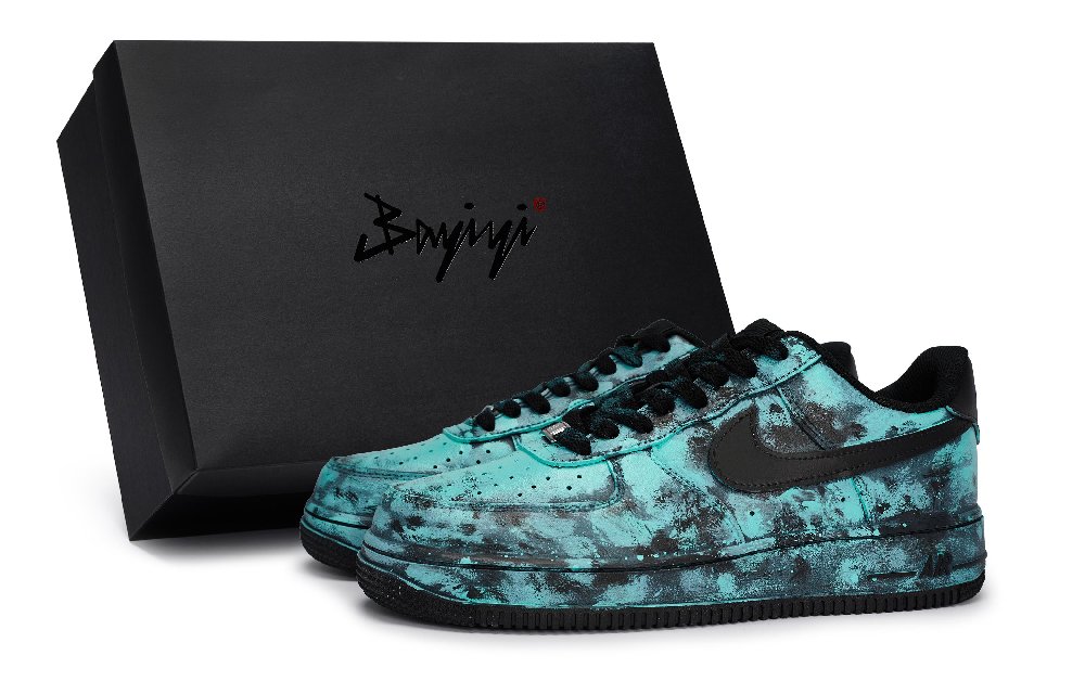 Nike Air Force 1 Slip-Resistant Low-Top Skateboard Shoes Unisex Black Tiffany