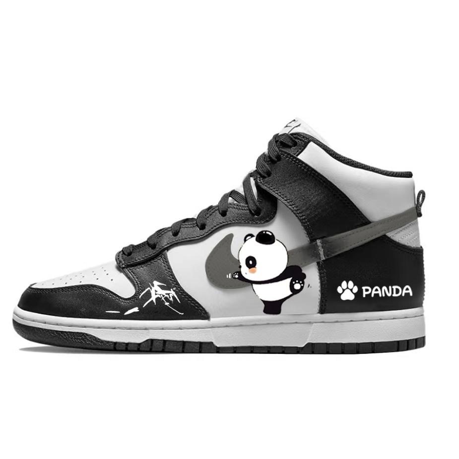 Nike Dunk Slip Resistant Abrasion Resistant High top Skateboard Shoes Unisex Black/