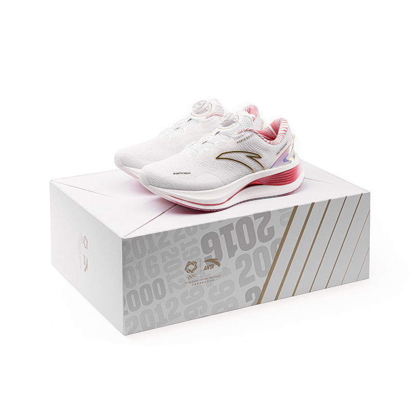 Anta Champion 3rd Gen PRO Cushioning, Wear Resistant Low Top Running Shoes Women's White Red Gold