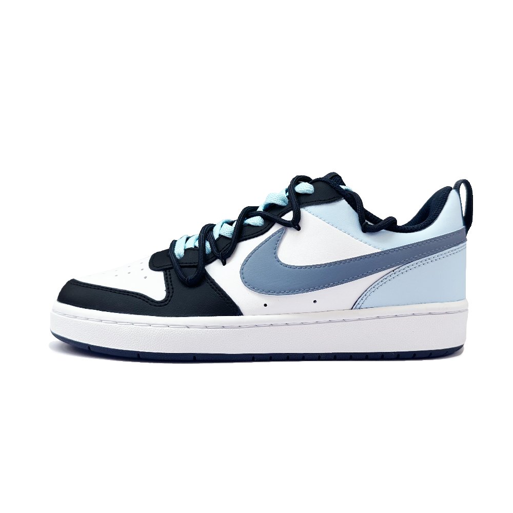 Nike Court Borough Feather Fan Low Top Skateboard Shoes GS Black White Blue