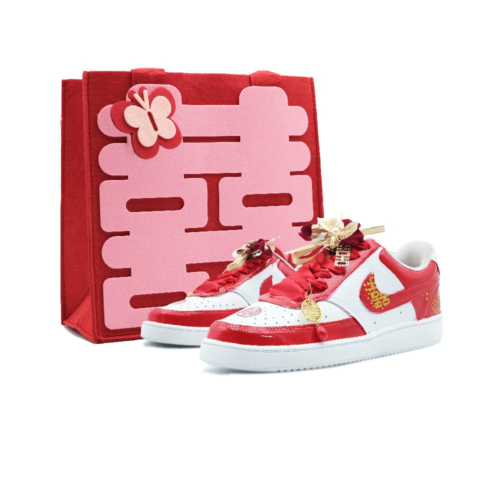 Nike Court Vision 1 Anti-Slip Wear-Resistant Low-Top Skateboard Shoes Men's Red