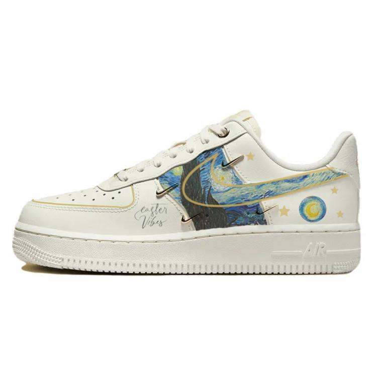 Nike Air Force 1 Skateboard Shoes Women's Low-Top Beige/Gold