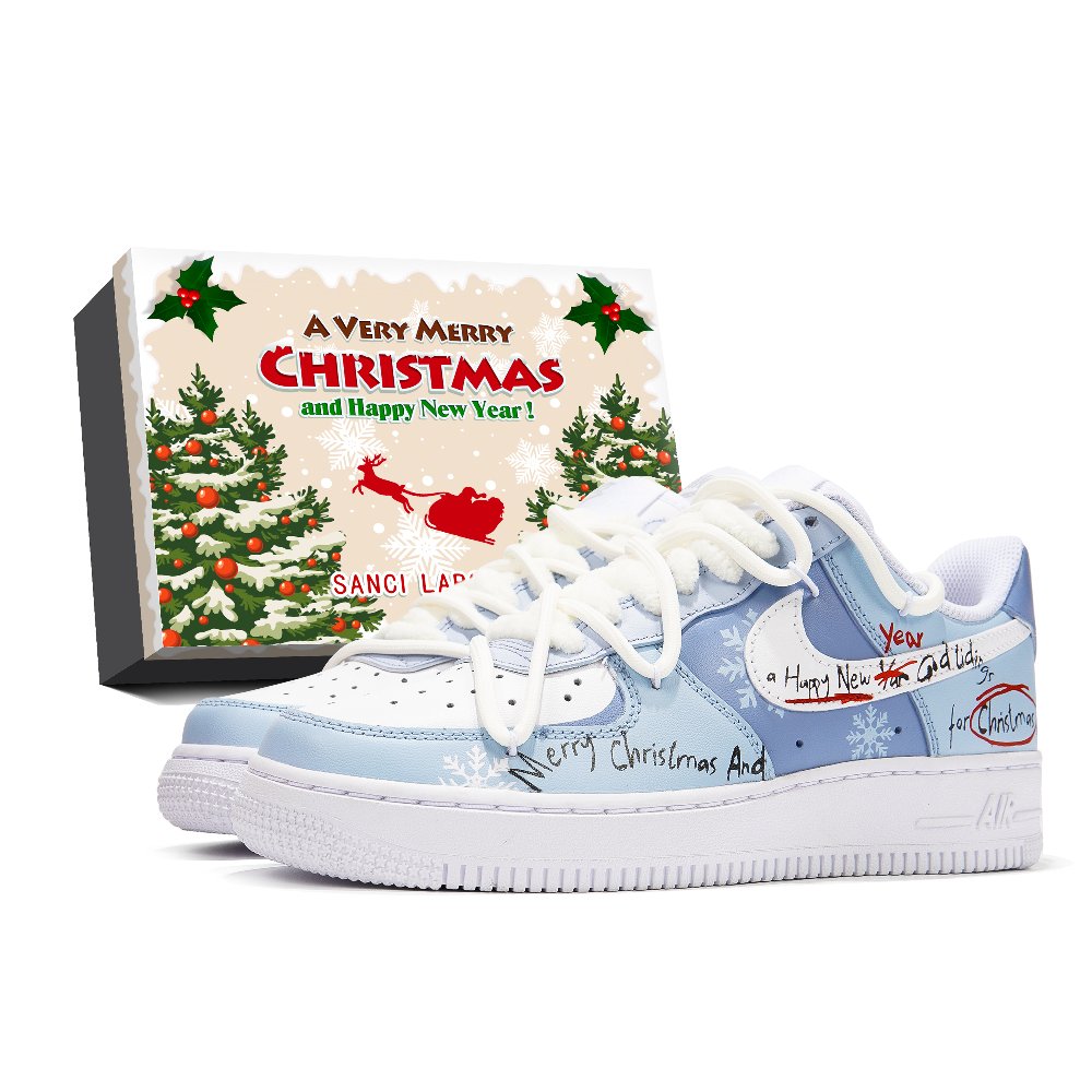 Nike Air Force 1 Low Top Skateboard Shoes Men's Blue White