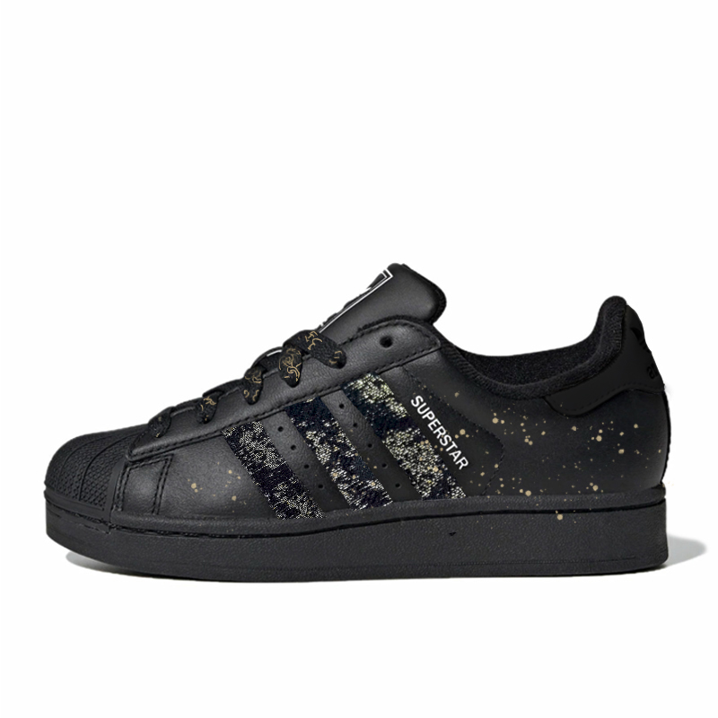 Adidas Originals Superstar 2 Midnight Waltz Abrasion Resistant Low Top Skateboard Shoes Unisex Black