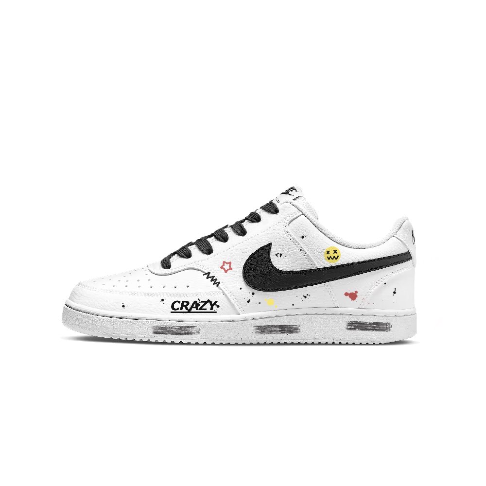 Nike Court Vision 1 Hip hop Graffiti Abrasion Resistant Low Top Skateboard Shoes Unisex Black White