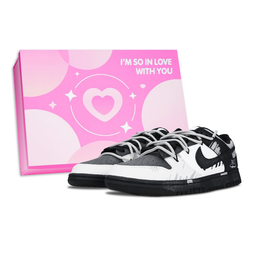 Nike Dunk Full Cycle Abrasion Resistant Low Top Skateboard Shoes Unisex Black White Gray