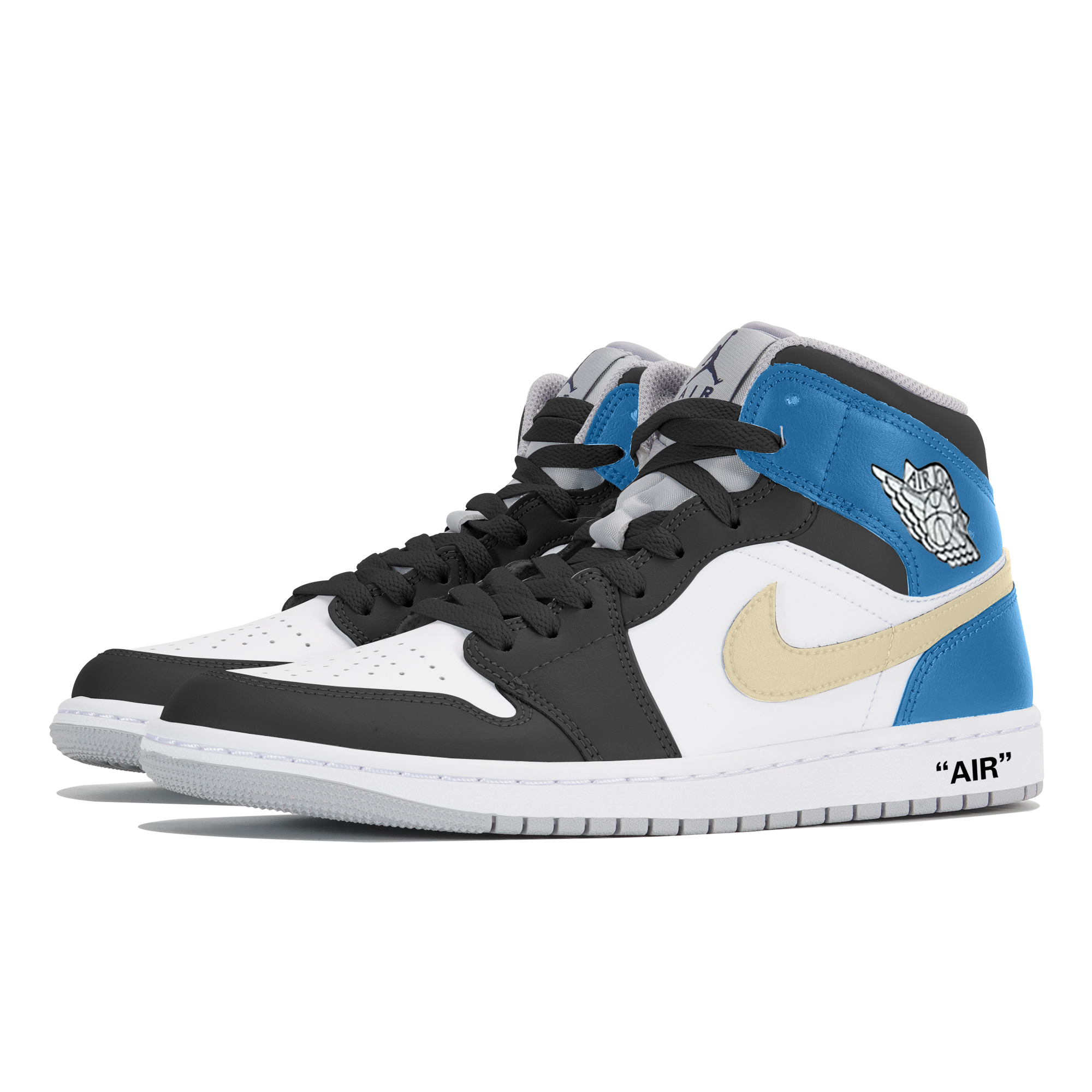 Jordan Air Jordan 1 Wear-Resistant Mid-Top Vintage Basketball Shoes Men's Blue Black купить в интернет-магазине Yoocart с быстрой доставкой по России.