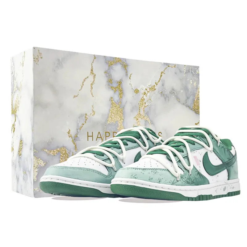 Nike Dunk Bamboo Blessing Breeze Cushioning, Wear Resistant Low top Skateboard Shoes Unisex White Green