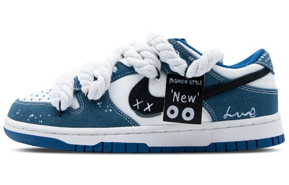Nike Dunk Powerful New Street Slip-Resistant Cushioning Wear-Resistant Low-Top Skateboard Shoes Men's White Blue