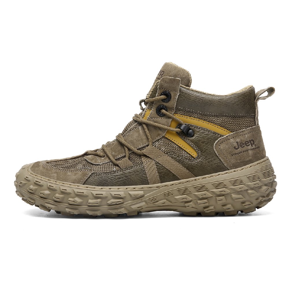Jeep Mid Top Hiking Mountaineering Shoes Men's Khaki