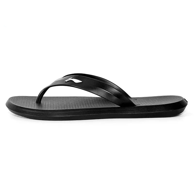LiNing Odor Resistant Abrasion Resistant Slip Resistant Quick Dry Antibacterial Flip Flops Men's Black