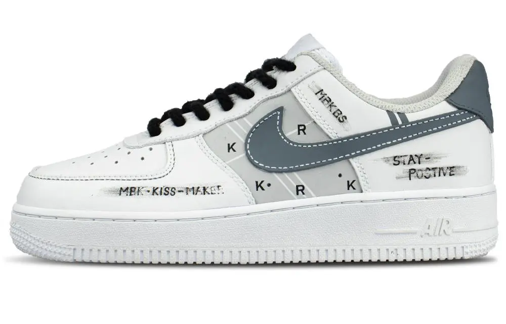 Nike Air Force 107 Coverage Abrasion Resistant Height Increasing Low top Skateboard Shoes Unisex White Blue