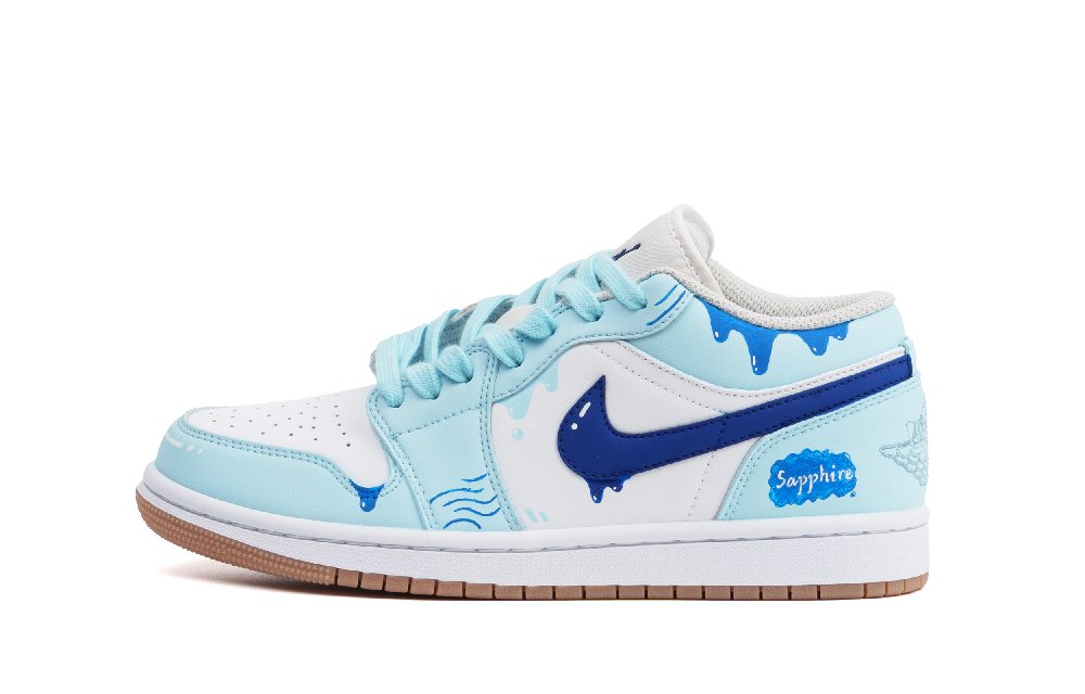Jordan Air Jordan 1 Cushioning, Wear Resistant Low Top Vintage Basketball Shoes Unisex Sky Blue