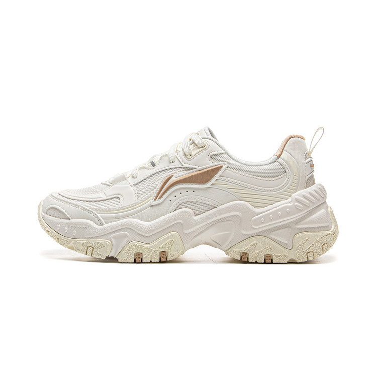 LiNing Brown Sugar Slip Resistant, Abrasion Resistant, Breathable Low Top Casual Shoes Women's White