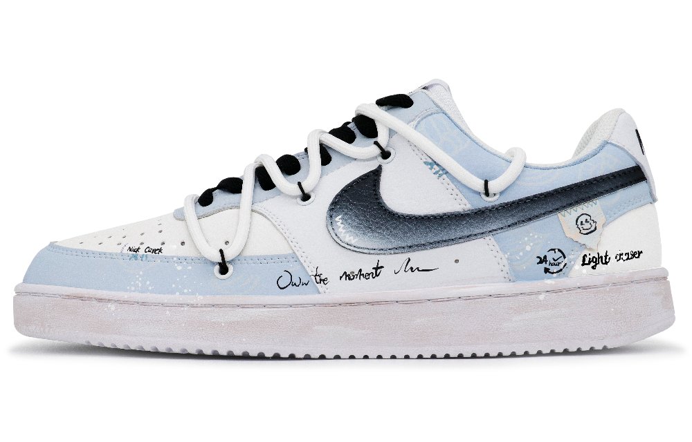 Nike Court Vision 1 Disciplined Youth Anti-Slip Wear-Resistant Low-Top Skateboard Shoes Men's Blue White