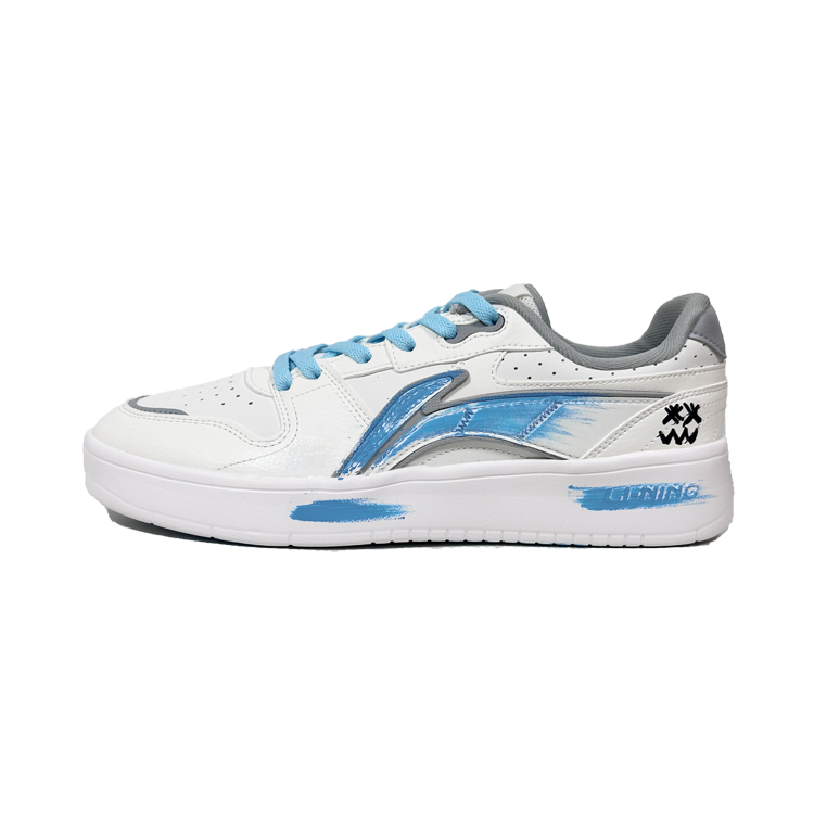 LiNing Acer Truncatum Cushioning Abrasion Resistant Breathable Low Top Skateboard Shoes Men's White Blue