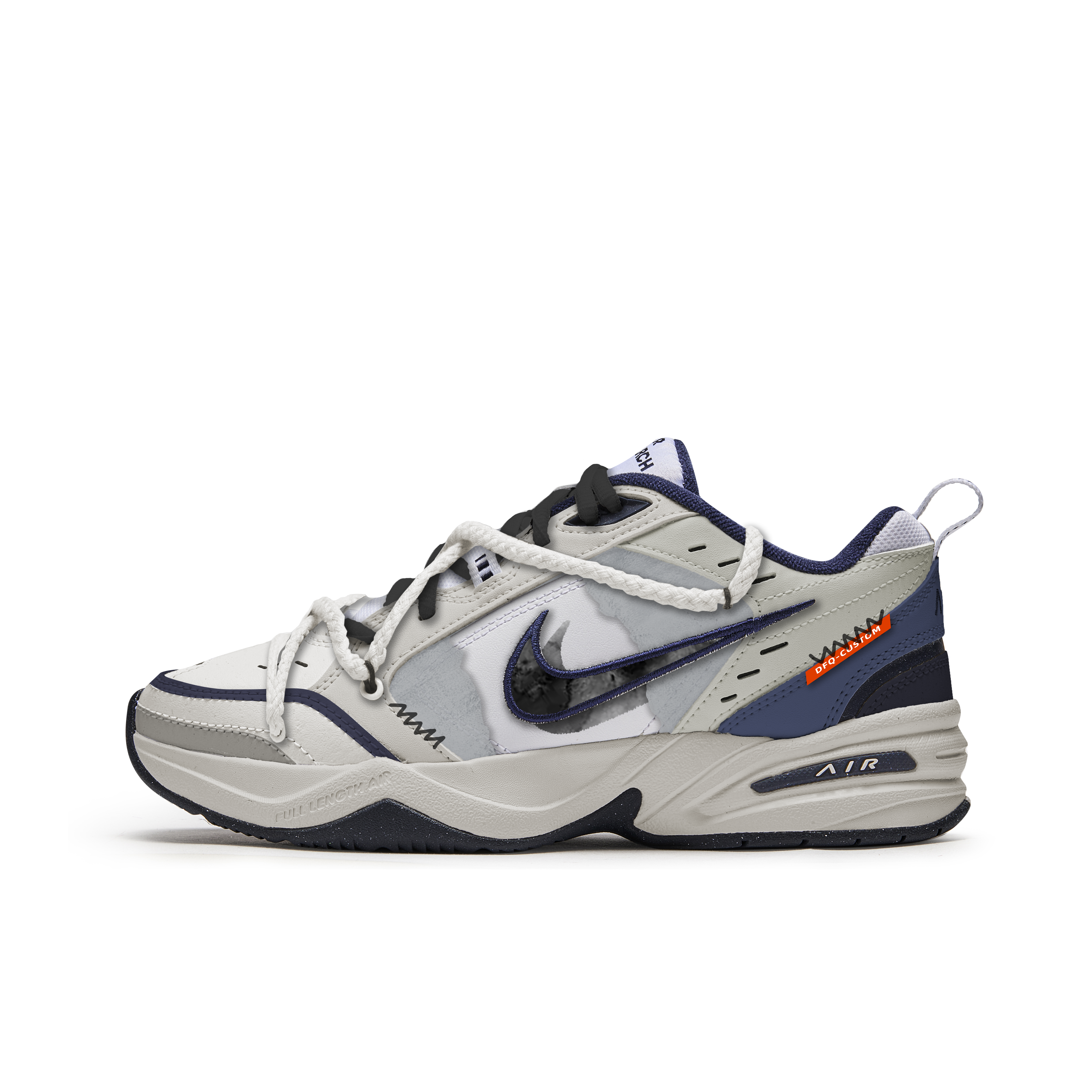 Nike Air Monarch 4 Free Panda Box Wear-Resistant Low-Top Chunky Sneakers Unisex Gray Blue