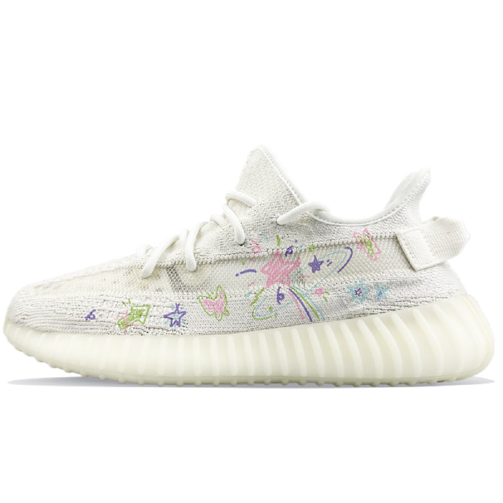 Adidas Originals Yeezy Boost 350 Anti-Slip Wear-Resistant Low-Top Casual Shoes Unisex Pink White