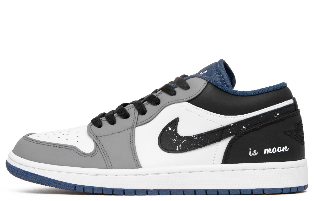 Jordan Air Jordan 1 Telepathy Abrasion-Resistant Slip-Resistant Low-Top Vintage Basketball Shoes Men's Black White Gray