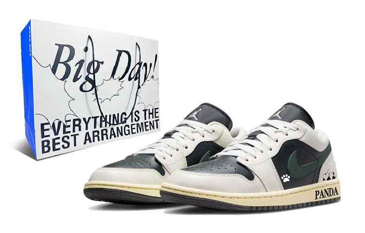 Jordan Air Jordan 1 Low-Top Vintage Basketball Shoes Unisex Black Green