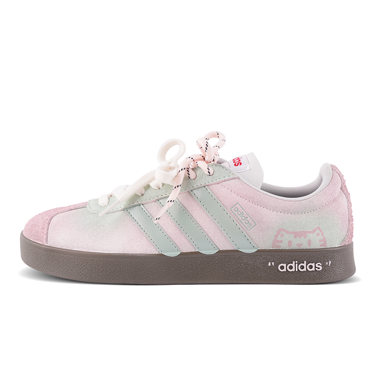 Adidas VL COURT 2.0 Abrasion Resistant Low Top Skateboard Shoes Unisex Pink Green