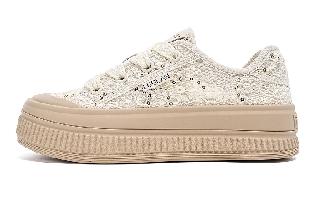 EBLAN Breathable And Wear resistant Low Top Skateboard Shoes Women's Beige Apricot