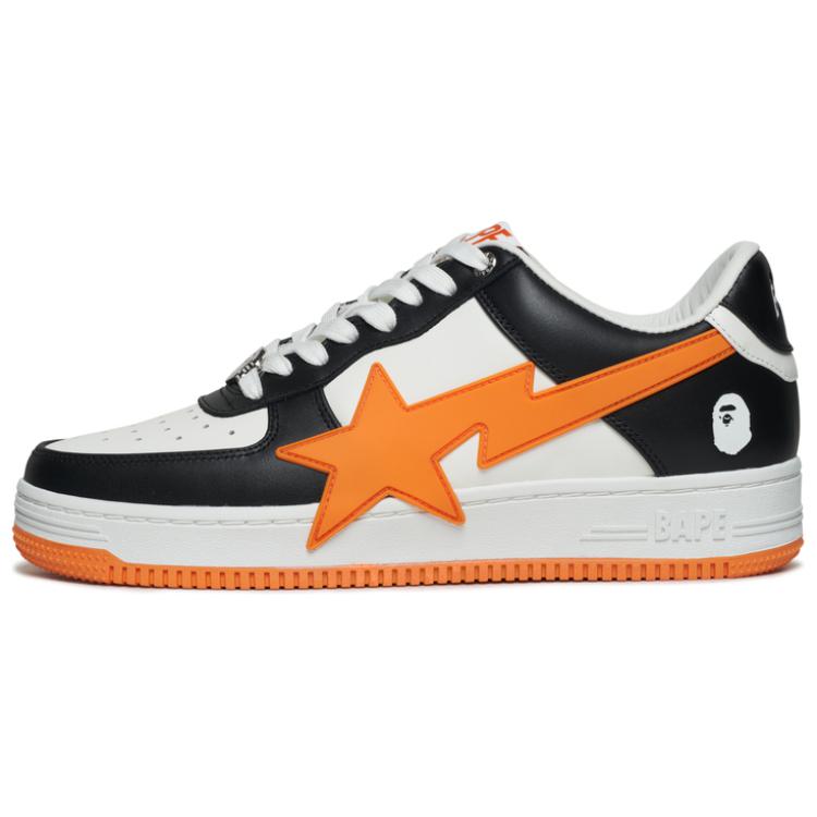 A BATHING APE STA Skateboard Shoes Unisex Low-Top Black Orange