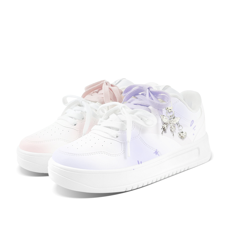 Anta Relaxed Anti Slip Wear Resistant Low Top Skateboard Shoes Unisex Purple Pink Mismatched