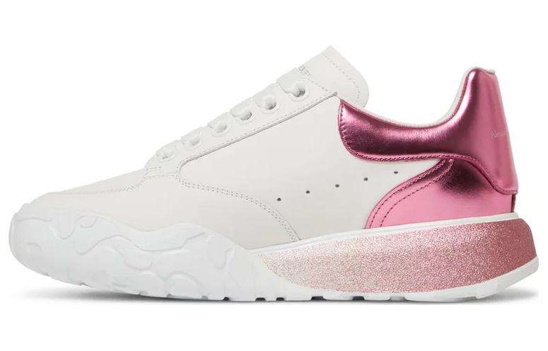 Alexander McQueen Metallic Court Low Top Sneakers 'White Pink' Women's