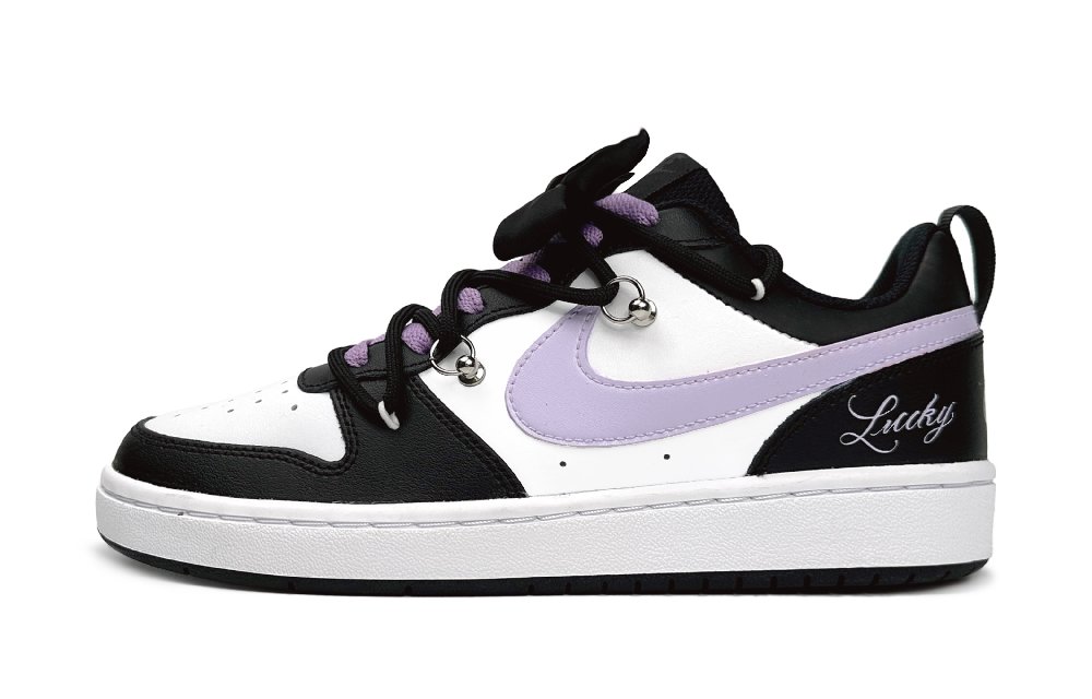 Nike Court Borough Low Low-Top Skateboard Shoes GS Black Purple