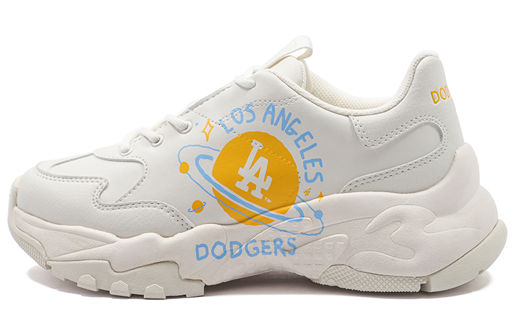 MLB Big Ball Chunky Planet Cushioned Slip-Resistant Abrasion-Resistant Low-Top Chunky Sneakers Unisex White Orange