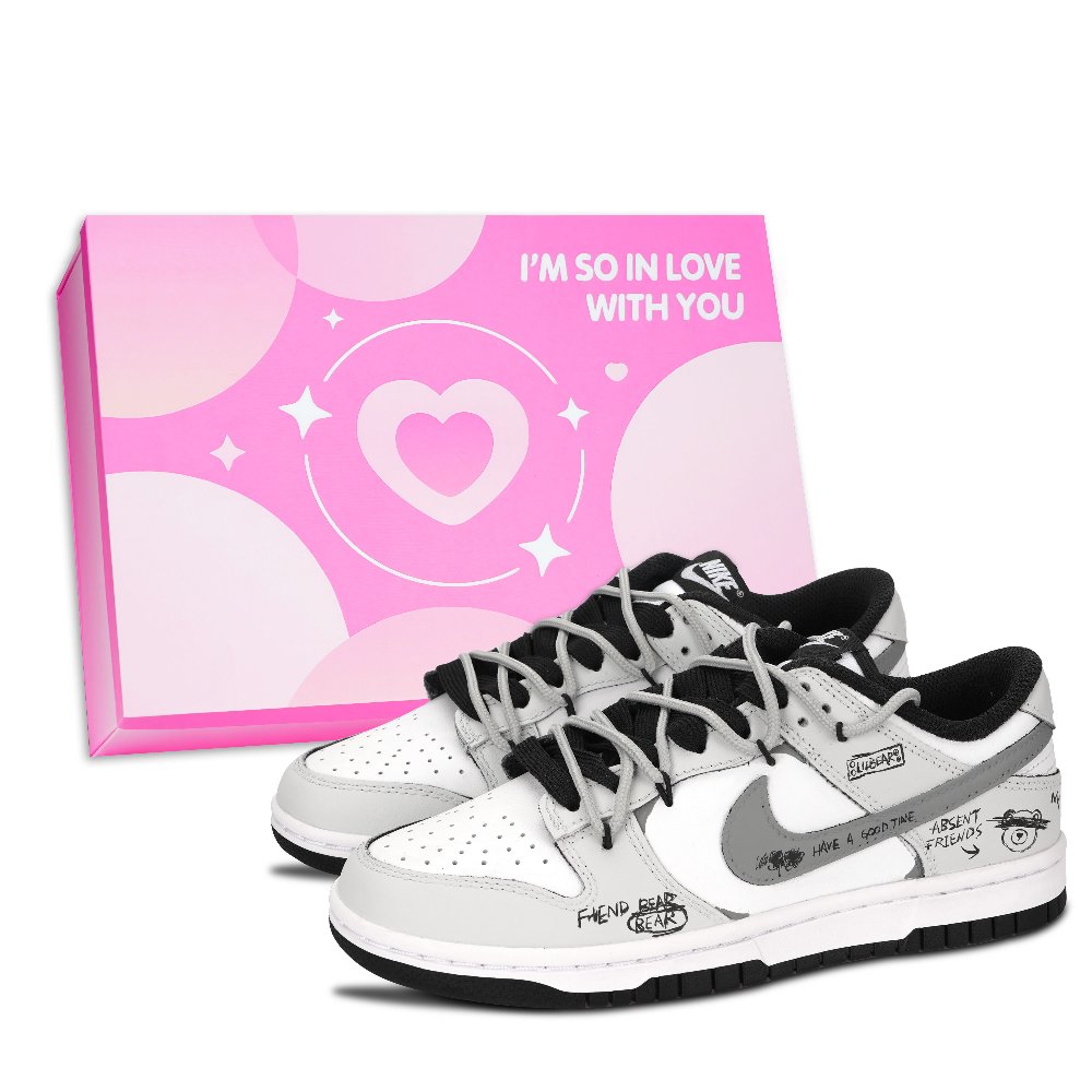 Nike Dunk Black White, Searching For Bear Abrasion Resistant Low Top Skateboard Shoes Unisex Gray