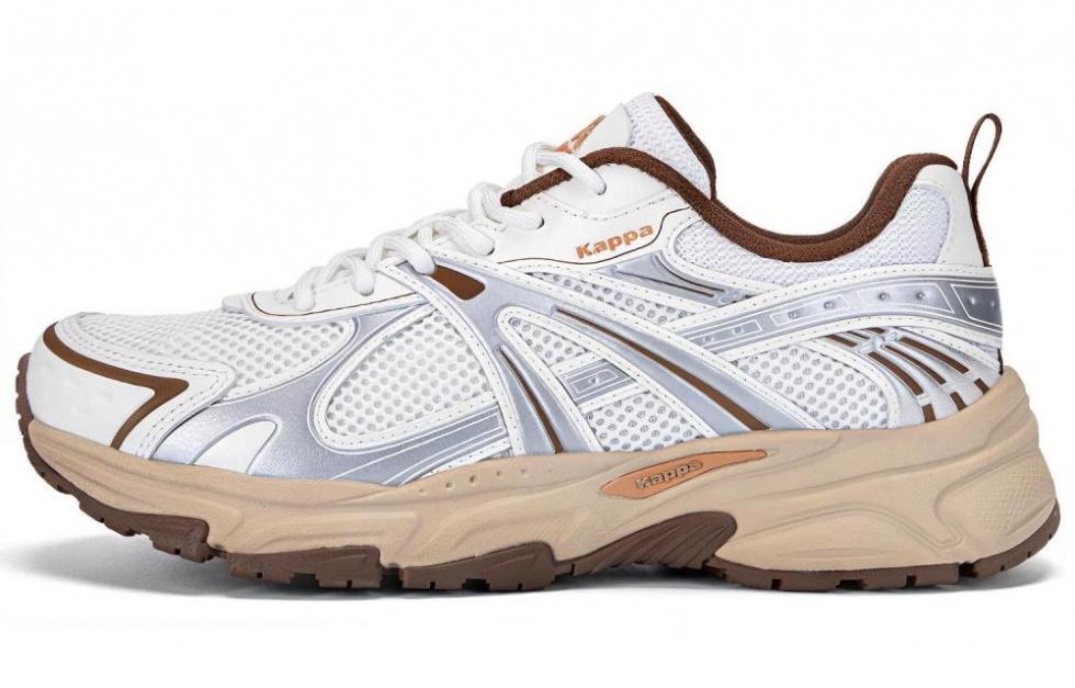 Kappa Anti-Slip Wear-Resistant Breathable Lightweight Low-Top Chunky Sneakers Unisex Classic White/Silver