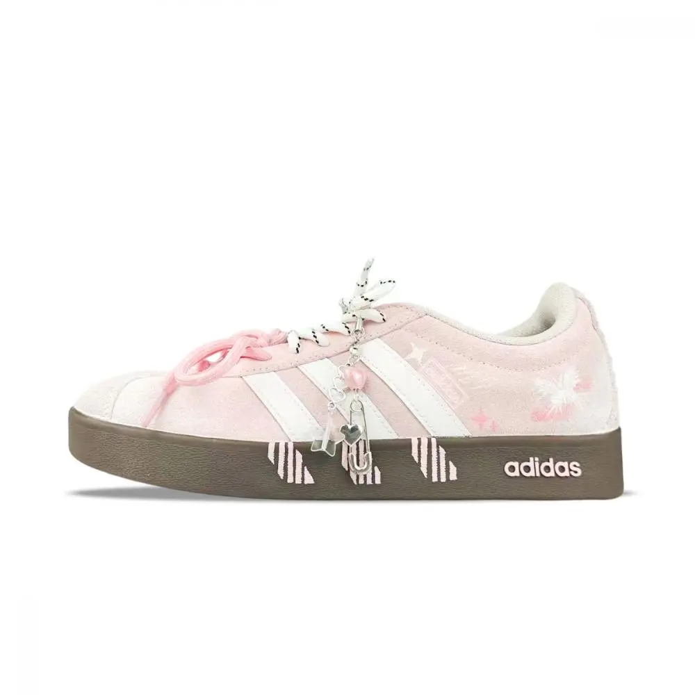 Adidas VL COURT 2.0 Cushioning, Wear Resistant Low top Skateboard Shoes Unisex Pink White