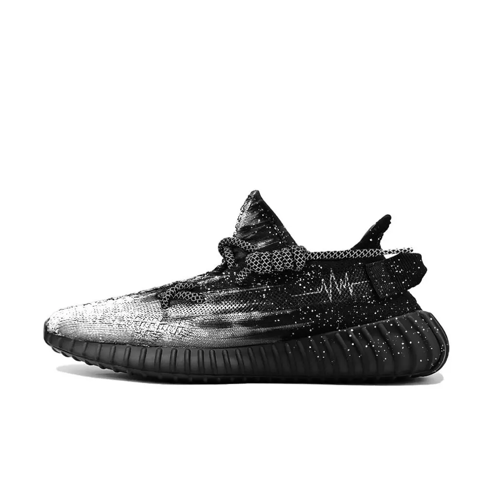 Adidas Originals Yeezy Boost 350 V2 Heartbeat Moments Cushioning And Breathable Low top Casual Shoes Unisex Black White