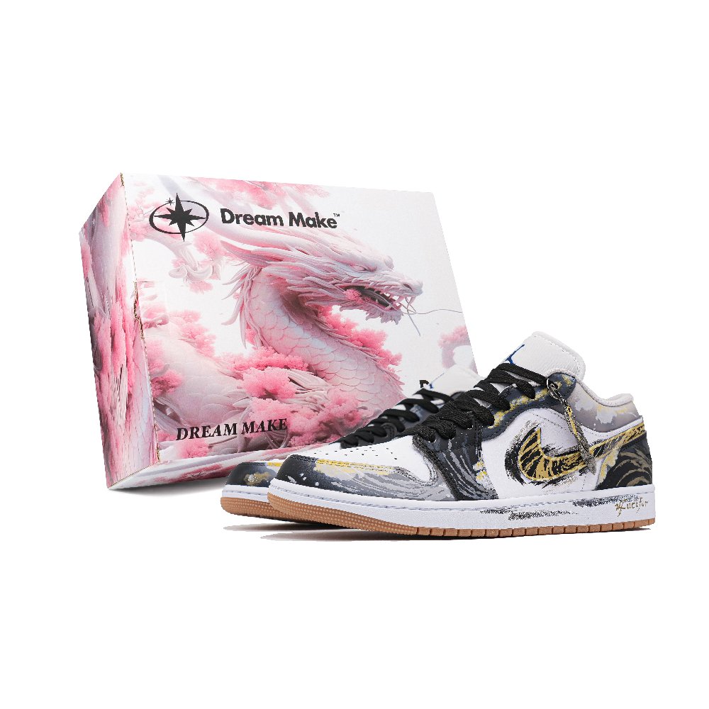 Jordan Air Jordan 1 Lucifer Abrasion Resistant Low Top Vintage Basketball Shoes Men's Black Gold