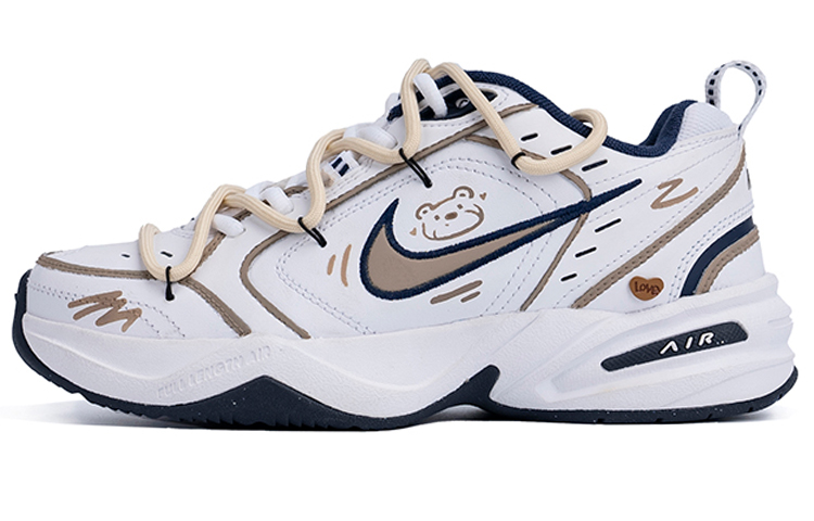 Nike Air Monarch 4 Milk Tea Bear Anime Height Increasing Low Top Chunky Sneakers Unisex White Brown