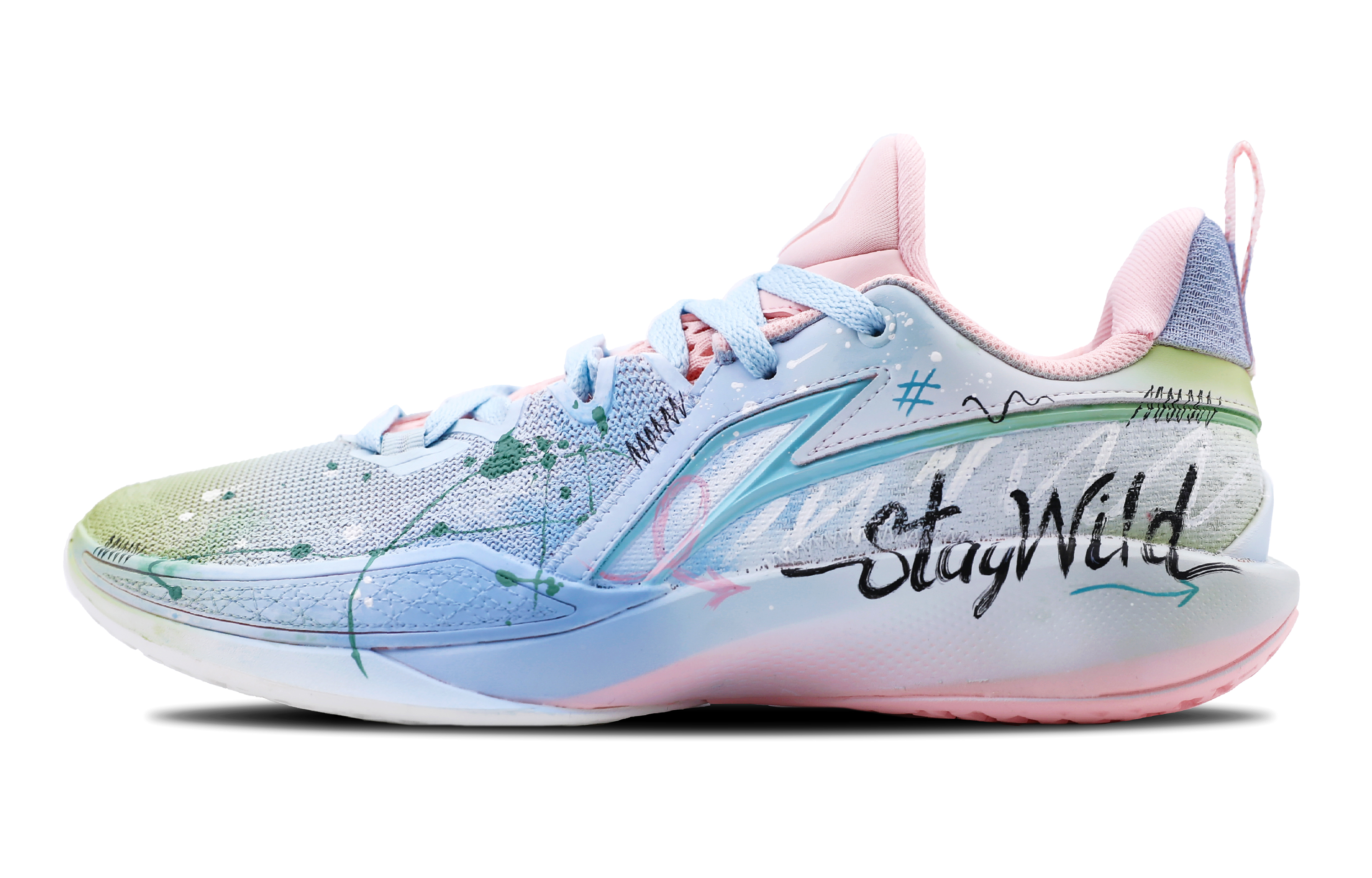 LiNing Speed Ling 2 BOOM Technology Slip Resistant Low top Basketball Shoes Men's Blue Pink