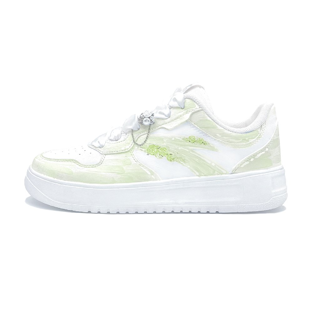 Anta Relaxed Abrasion Resistant Breathable Low Top Skateboard Shoes Unisex White Green