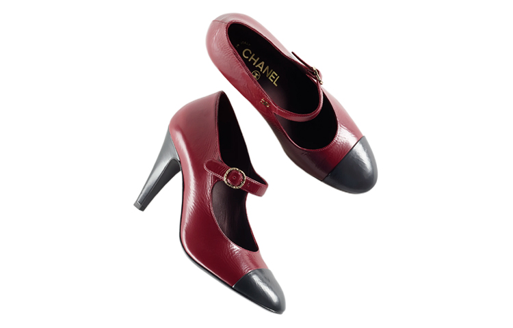 CHANEL Cone Heel High Heels Women's Burgundy