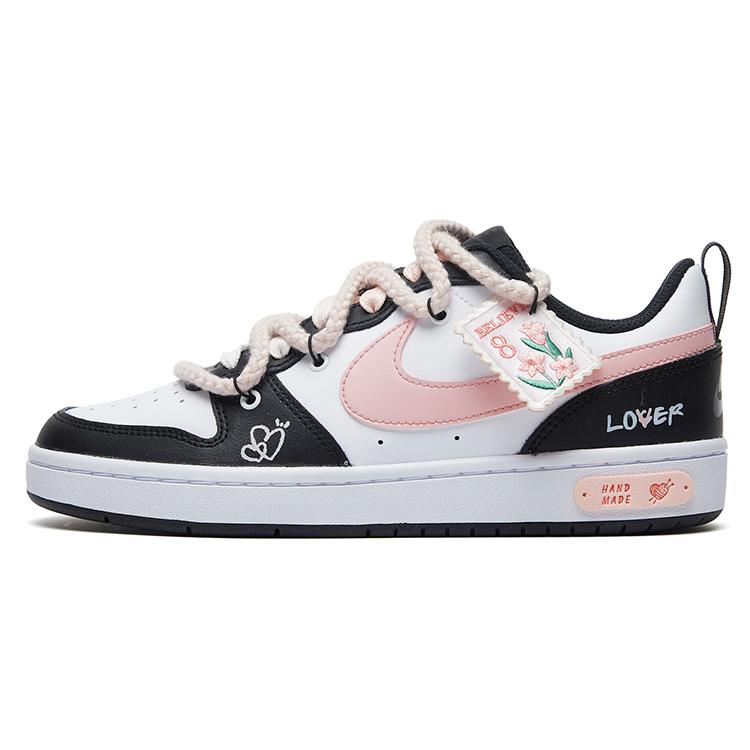 Nike Court Borough Low Rich Rose Pink Low Top Skateboard Shoes GS Black Pink