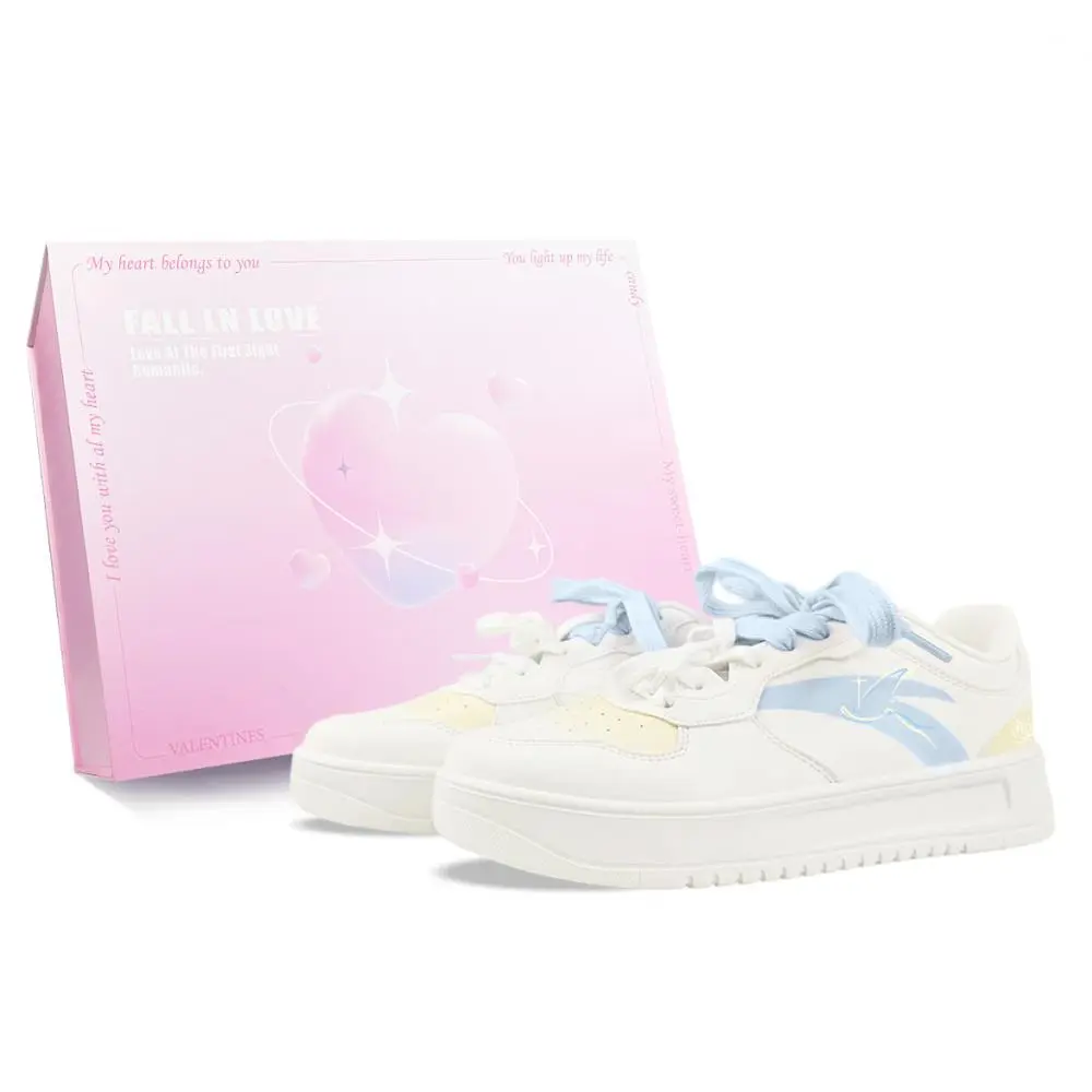 Anta Relaxed Slip Resistant Abrasion Resistant Low top Skateboard Shoes Women's White Yellow