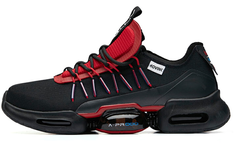 Anta Cushioning Slip Resistant Lightweight Rebound Low Top Casual Shoes Men's Black Red
