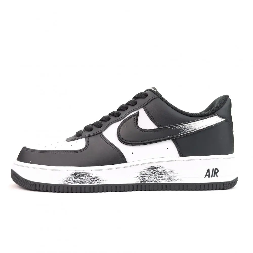 Nike Air Force 1 Cool Black Knight Cushioning, Wear Resistant Low top Skateboard Shoes Unisex Black White