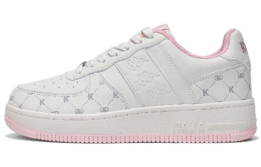 Kappa Flowers Back to Back Anti Slip Wear Resistant Low Top Skateboard Shoes Women's White Pink