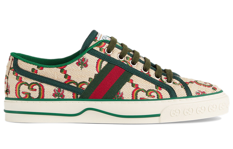 GUCCI Tennis 1977 Low Top Stylish Skateboarding Shoes Women's Beige Green купить в интернет-магазине Yoocart с быстрой доставкой по России.