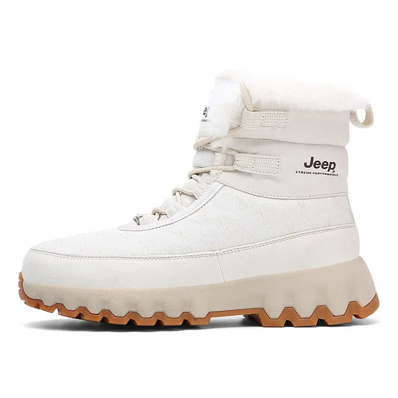 Jeep Warm Water-Resistant And Wear-Resistant Crew Snow Boots Unisex White