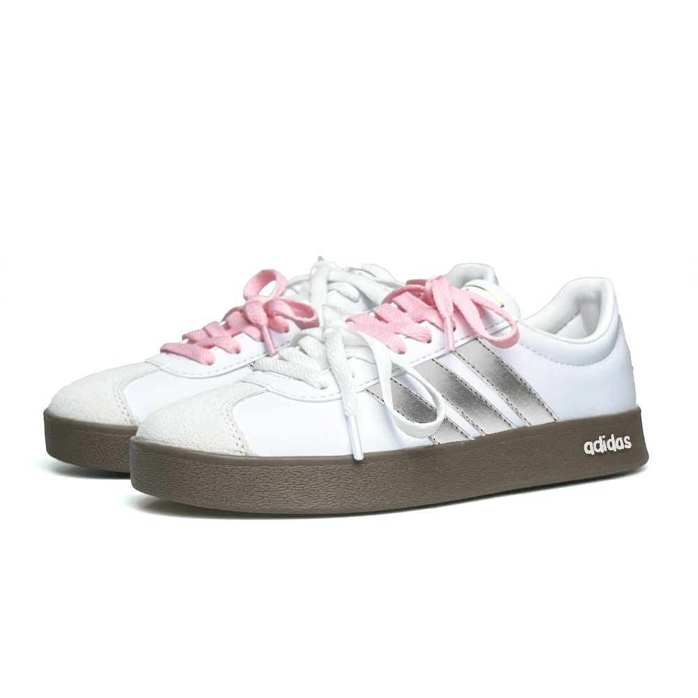 Adidas Neo VL Court 2.0 Vassell Anti Slip Wear Resistant Low Top Skateboard Shoes Unisex Pink Silver