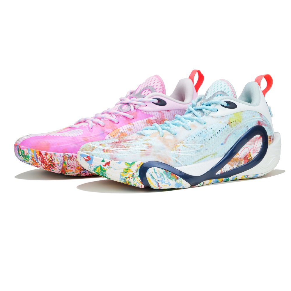 LINING DLO1 Basketball Shoes Men's Low top Blue Pink